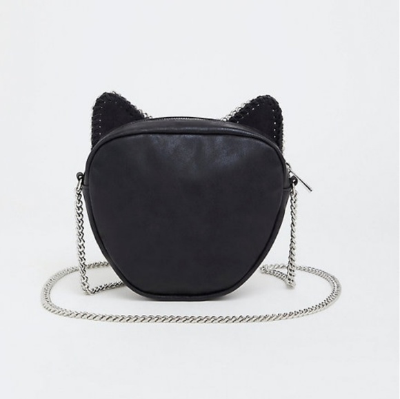 Black Chainlink Cat Crossbody Bag - Picture 2 of 3